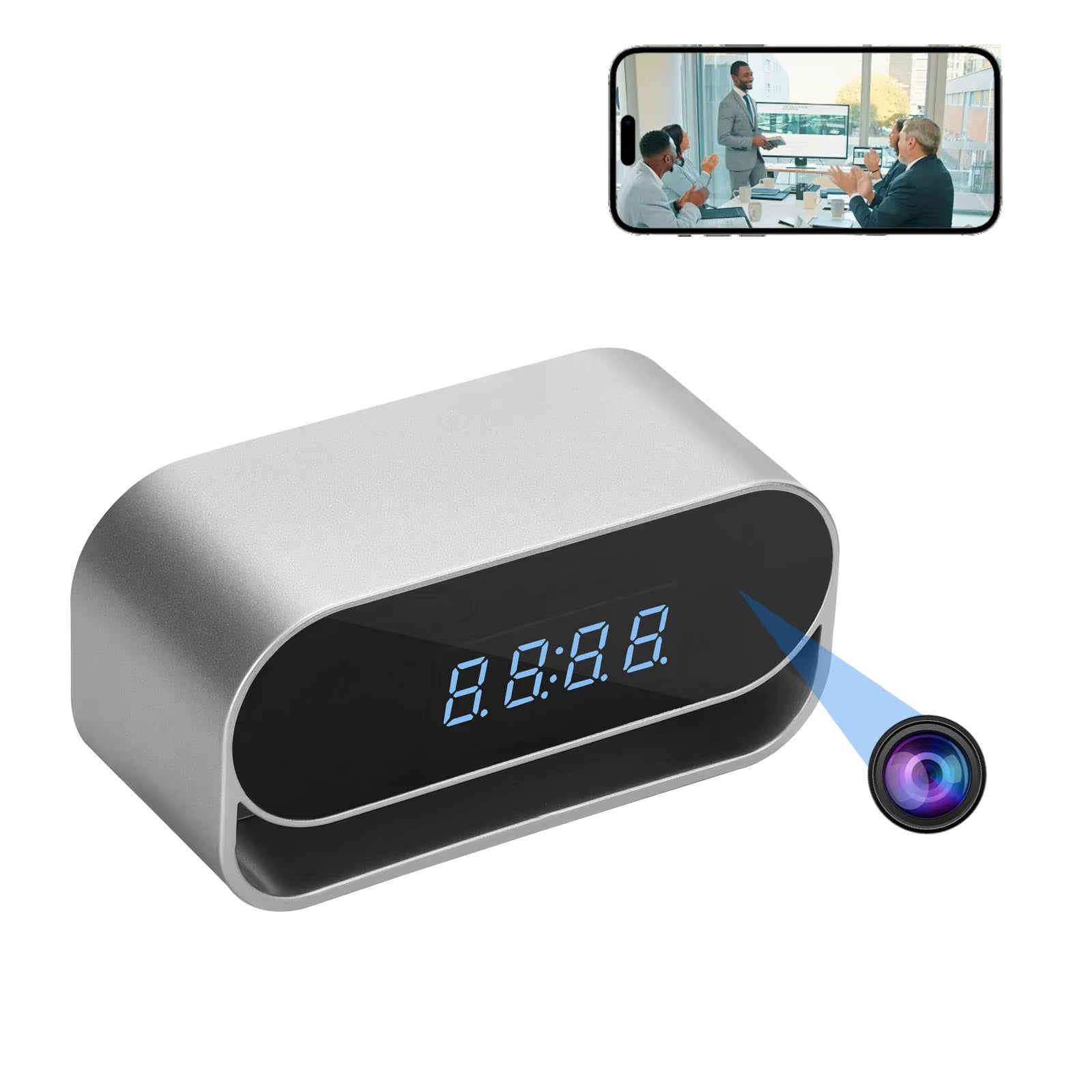 4K HD Camera Clock - Covert Surveillance Camera with Wifi, Night Vision, Motion Detection, Remote View, Recording, App, Battery