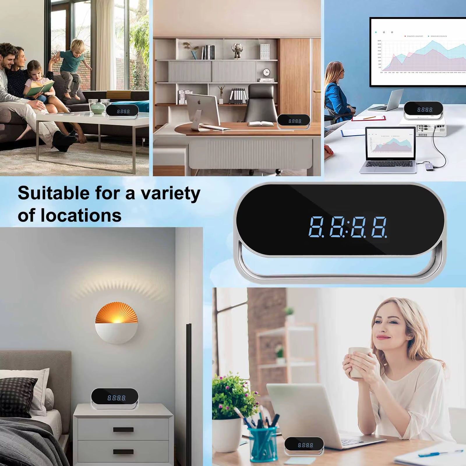 4K HD Camera Clock - Covert Surveillance Camera with Wifi, Night Vision, Motion Detection, Remote View, Recording, App, Battery