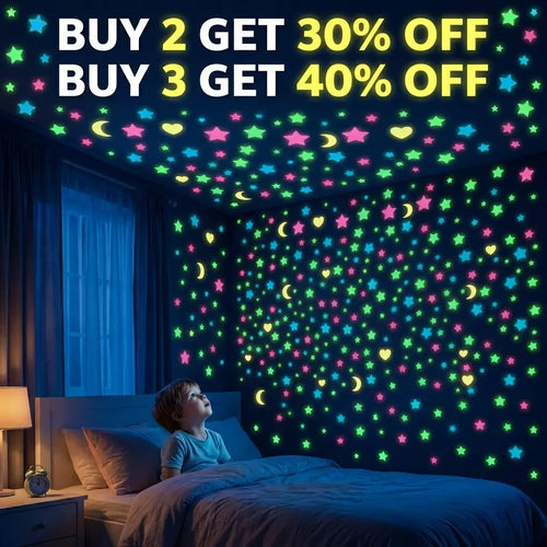 100/200/300 Glow in the Dark Stars Stickers Mixed Color Luminous Fluorescent Reusable Plastic Wall Stickers Ceiling Stars Decal Space Galaxy Night Sky Bedroom Ceiling Decor Kids Room Nursery Home Decor